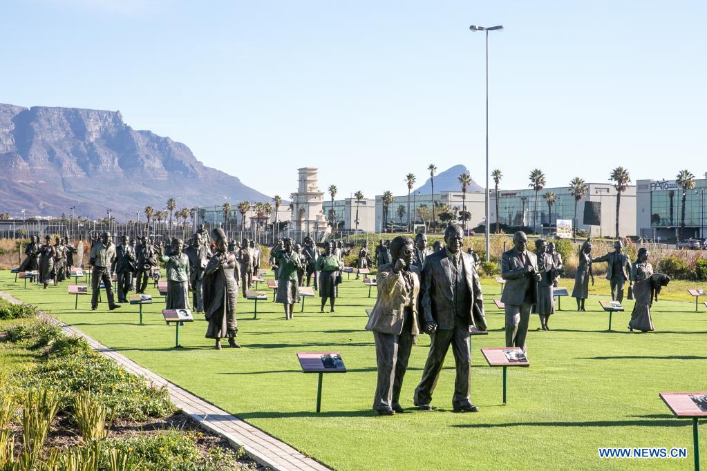 Bronze statues displayed in Cape Town, South Africa