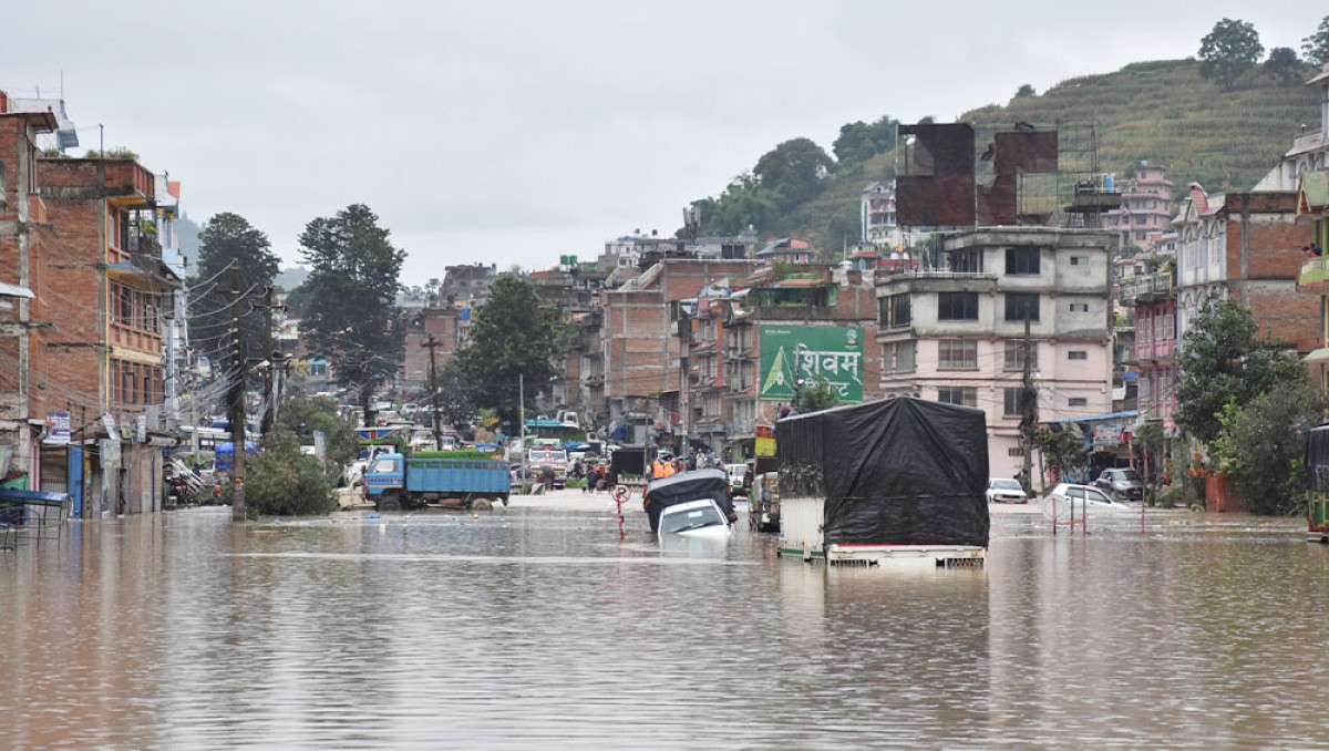 Banepa bridge market area flooded