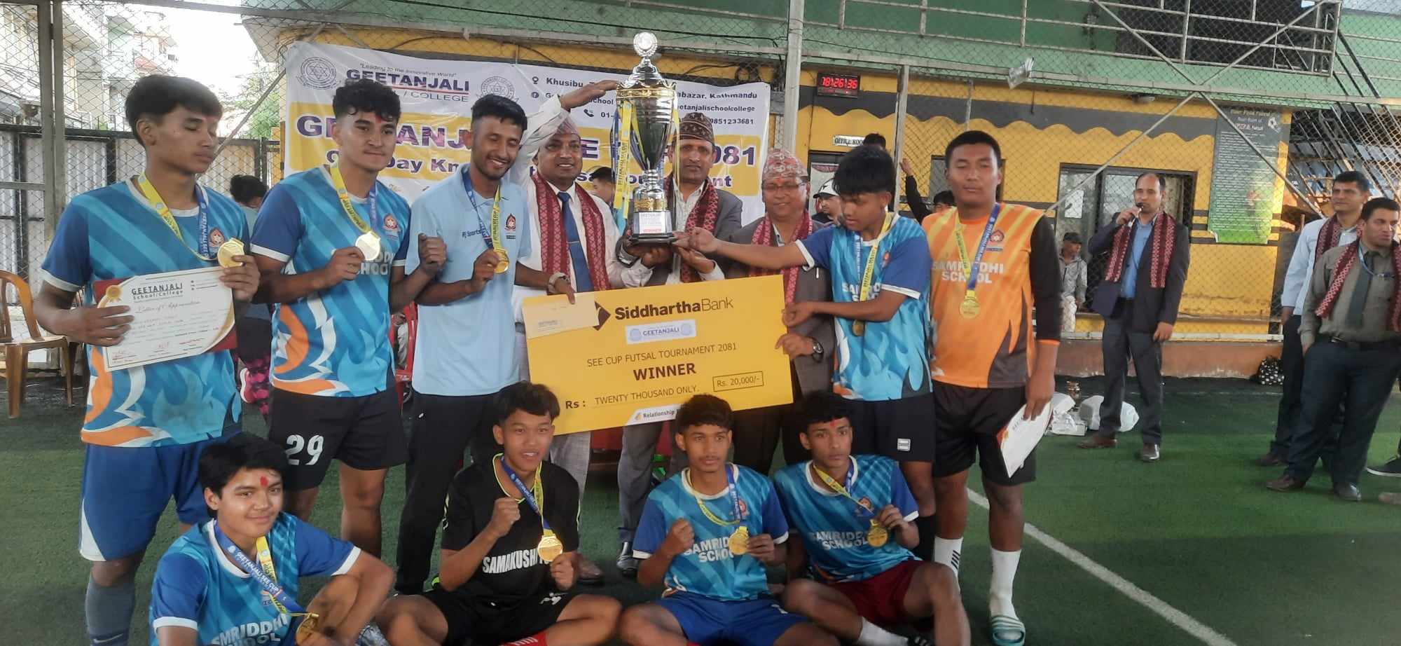 Sambrdhi School Champion in Geetanjali SEE Cup Futsal Tournament