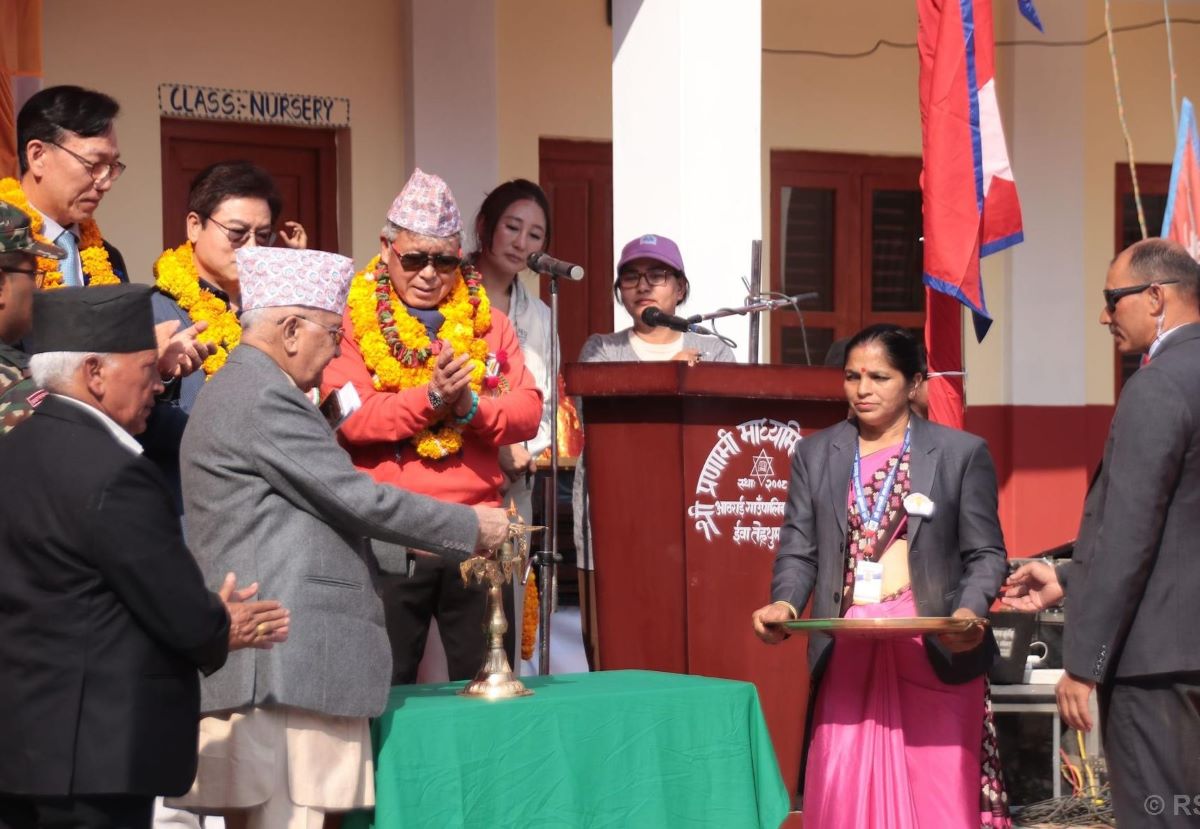 PM Oli inaugurates building at his alma mater