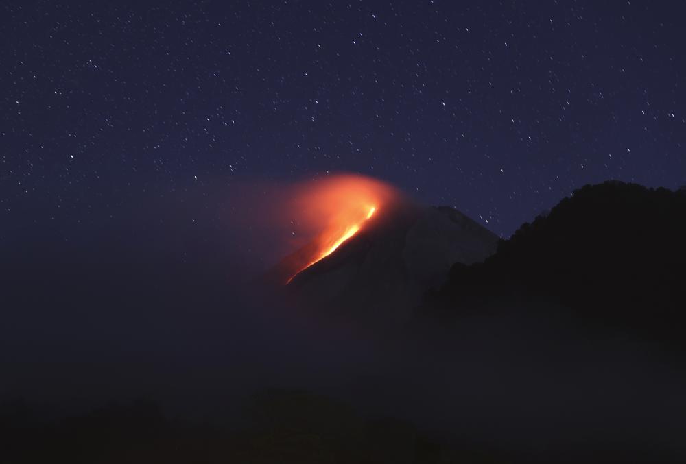 Lava streams from Indonesia’s Mount Merapi