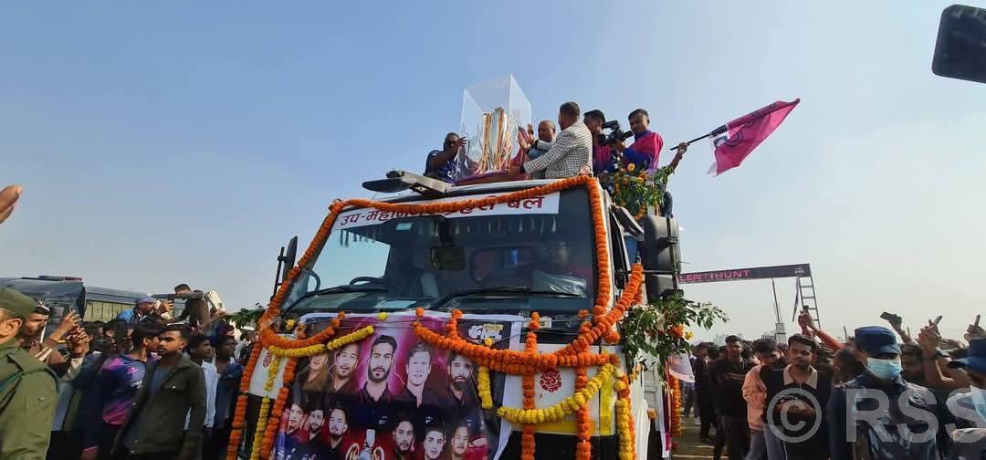 NPL Champions Janakpur Bolts players on ‘trophy parade’ in Janakpurdham