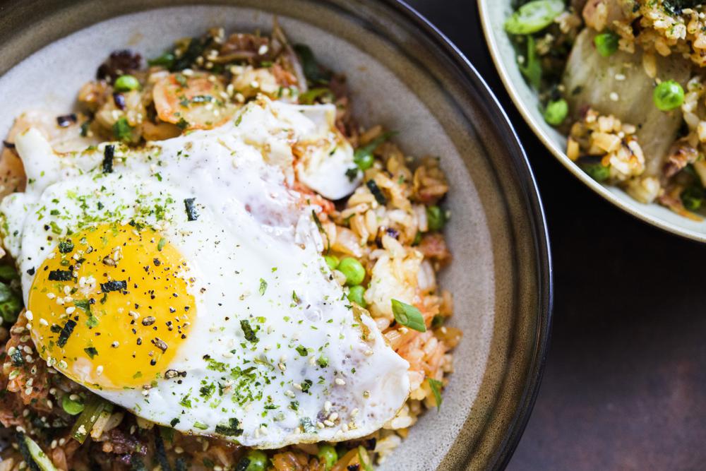 Kimchi amps up leftover fried rice