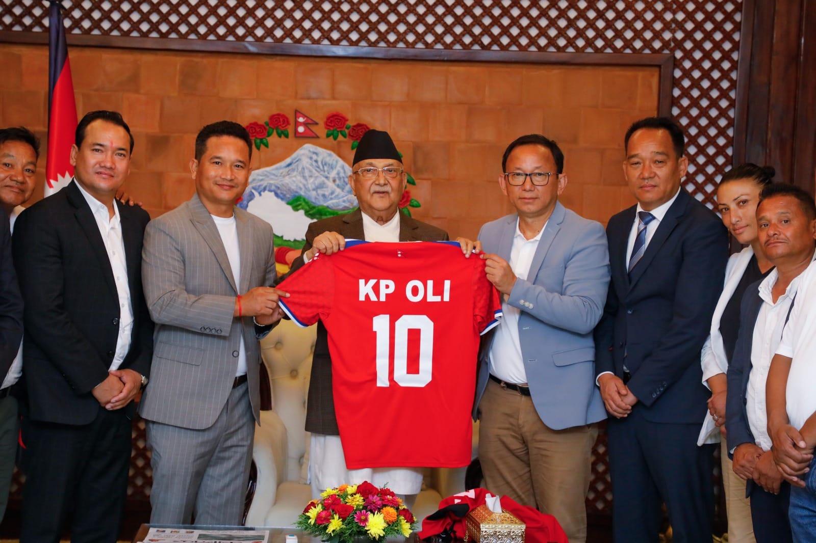 Number 10 jersey for Prime Minister Oli