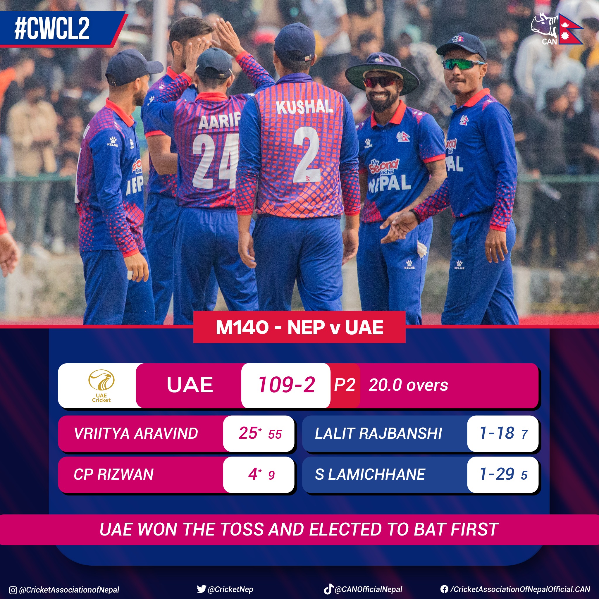 ICC League-2: 20 overs completed