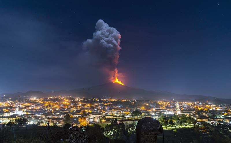 Etna keeps up its spectacular explosions; ash rains on towns