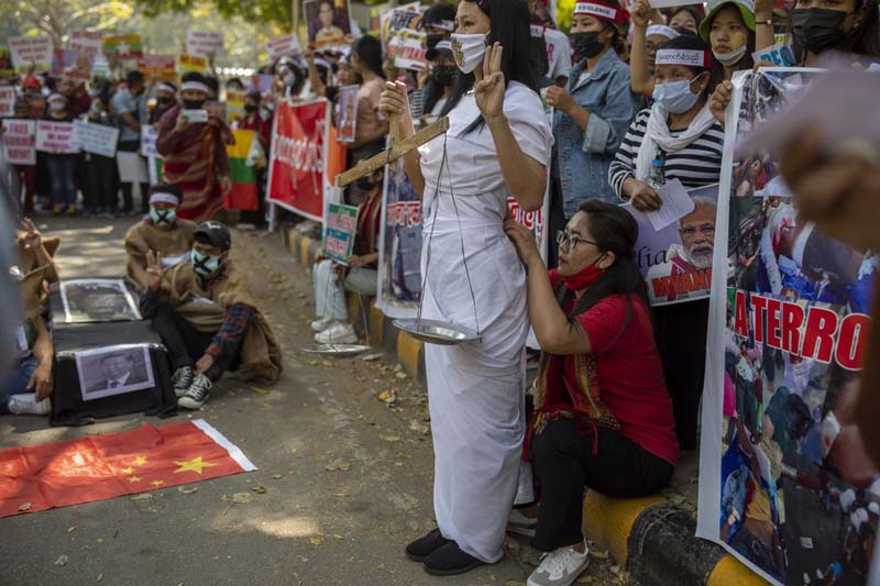 Myanmar’s Christian refugees hold anti-coup protest in India