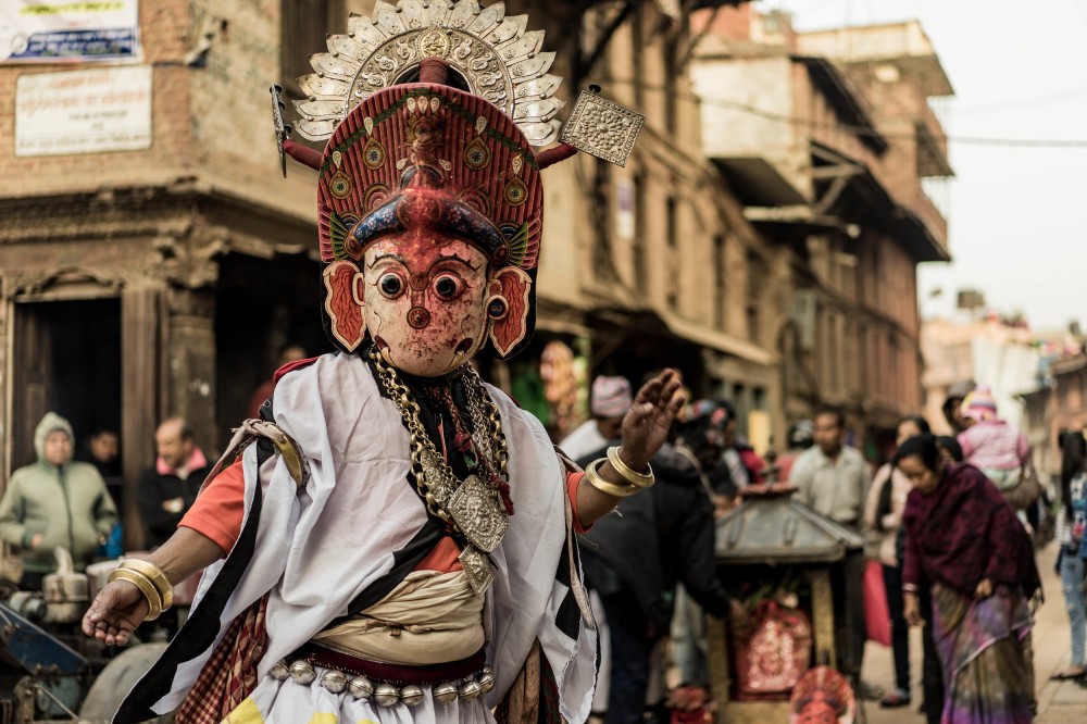 Vice-president observes Bhairav Dance in Bhaktapur