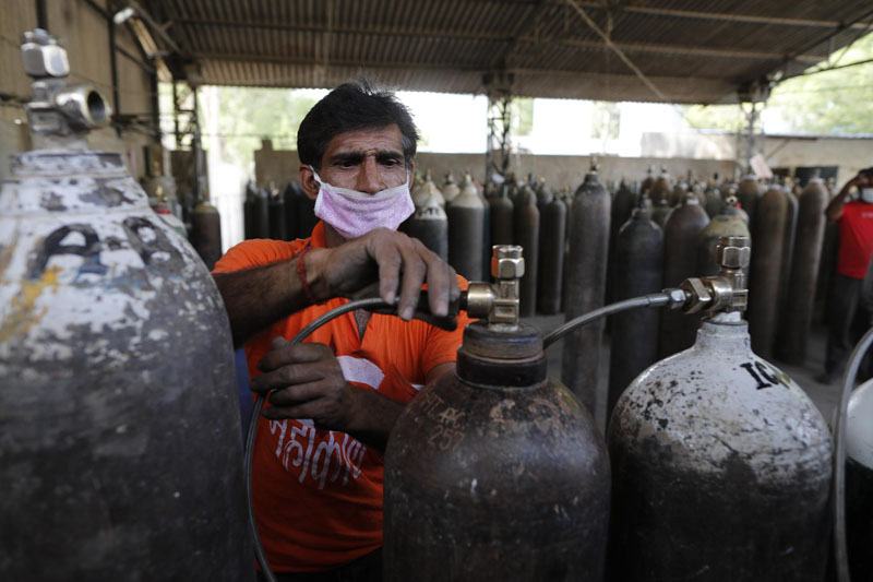 Five containers carrying liquid oxygen from India enter Nepal