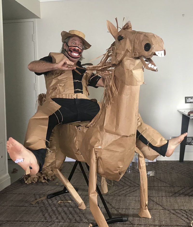 A paper cowboy rides out his quarantine in Australian hotel