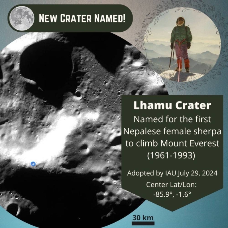 Moon crater named after national luminary Pasang Lhamu Sherpa