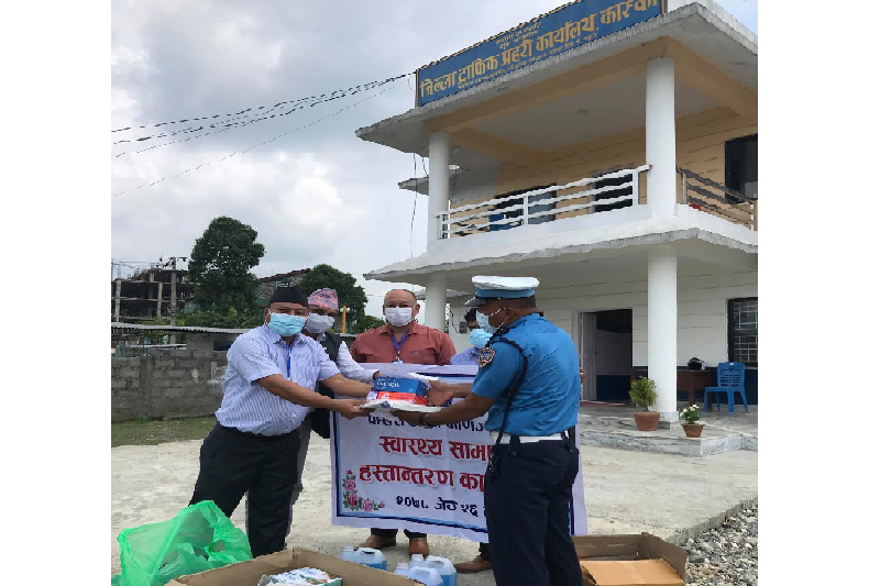 Traffic police receives medical supplies