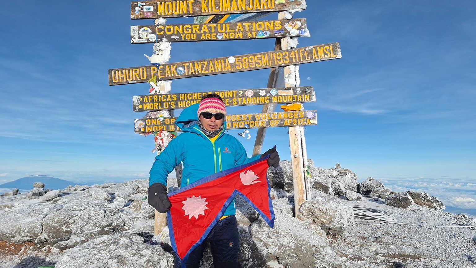 Successful ascent of Kilimanjaro by Nepali climber Prakashraj Pandey