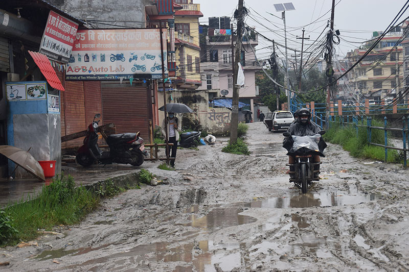 Roads of Kathmandu during the monsoon