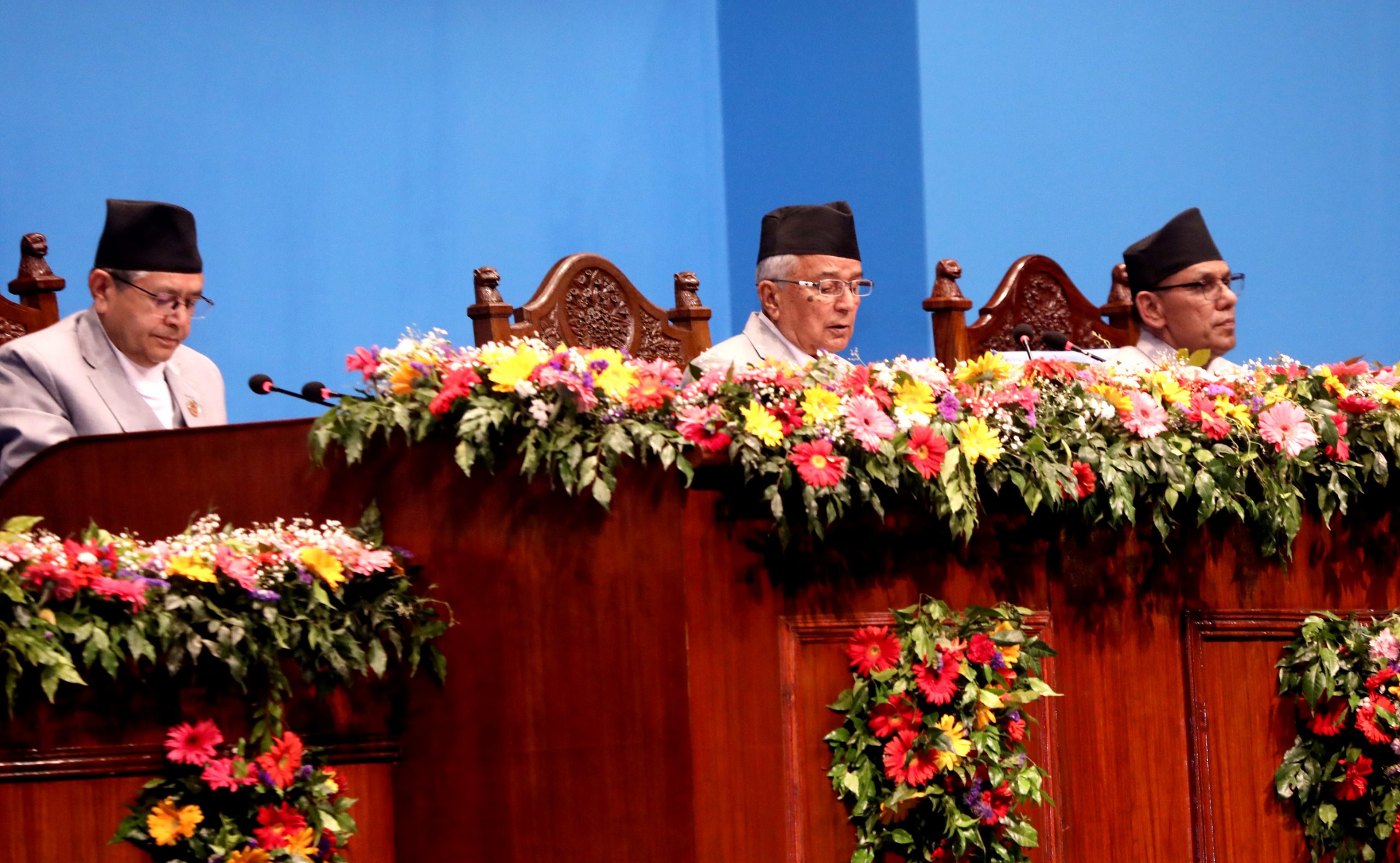 President Paudel presenting government’s policies and programmes in Parliament