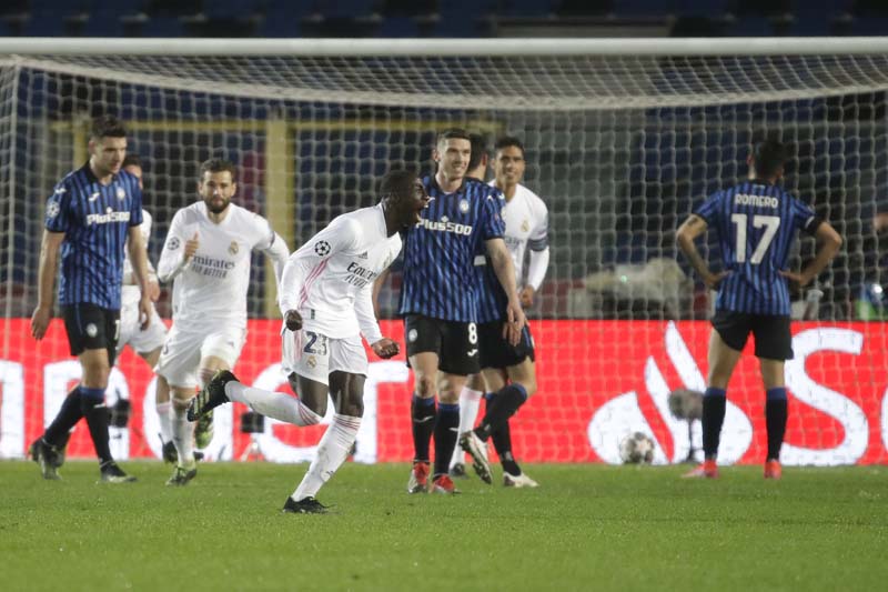 Mendy’s late goal gives Madrid 1-0 win over 10-man Atalanta