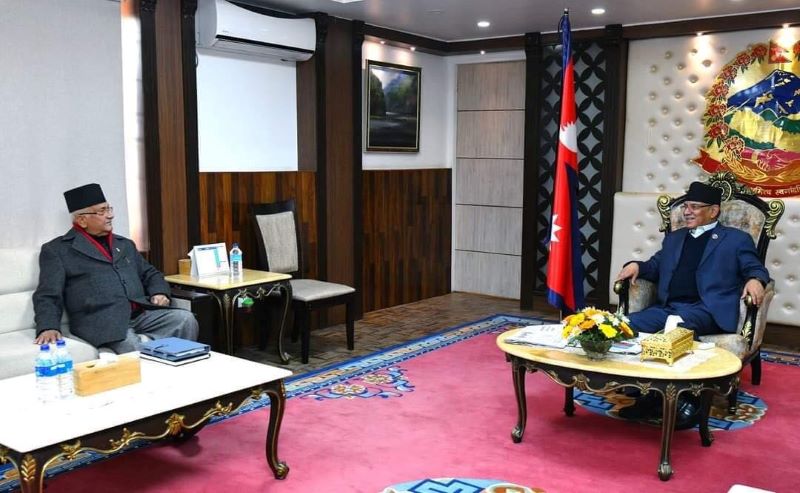 PM Dahal, UML Chairman Oli held meeting