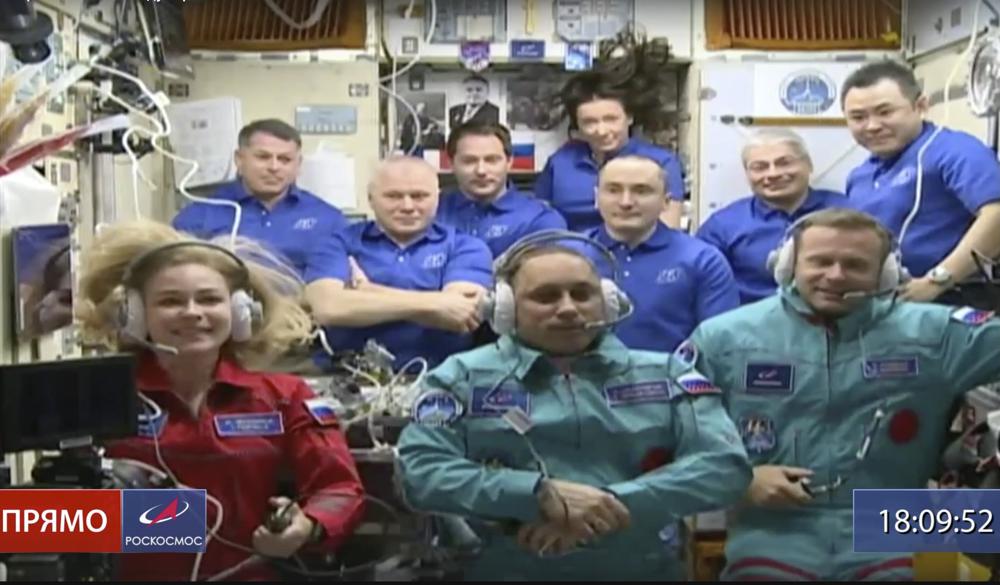 Russian film crew in orbit for 1st movie in space