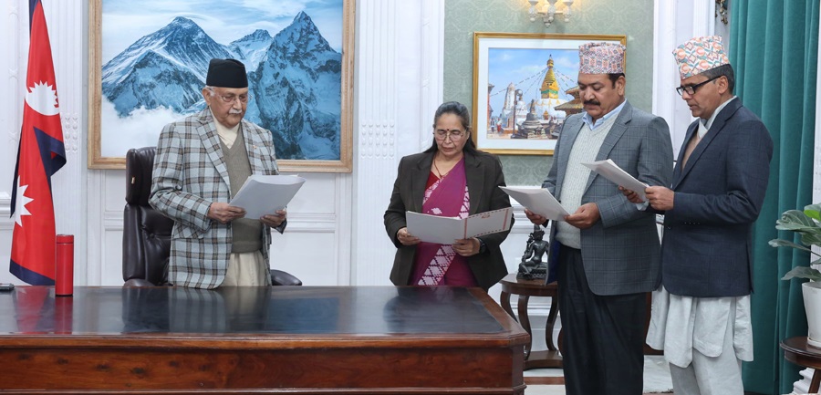 PM Oli administers oath to three university Vice Chancellors