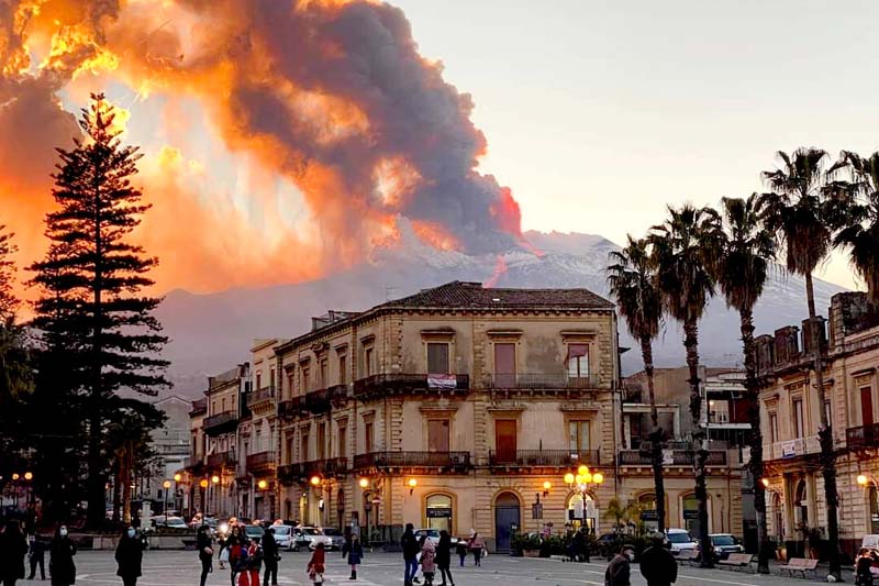 Sicilian village cleans up ash, stones from Mt Etna eruption