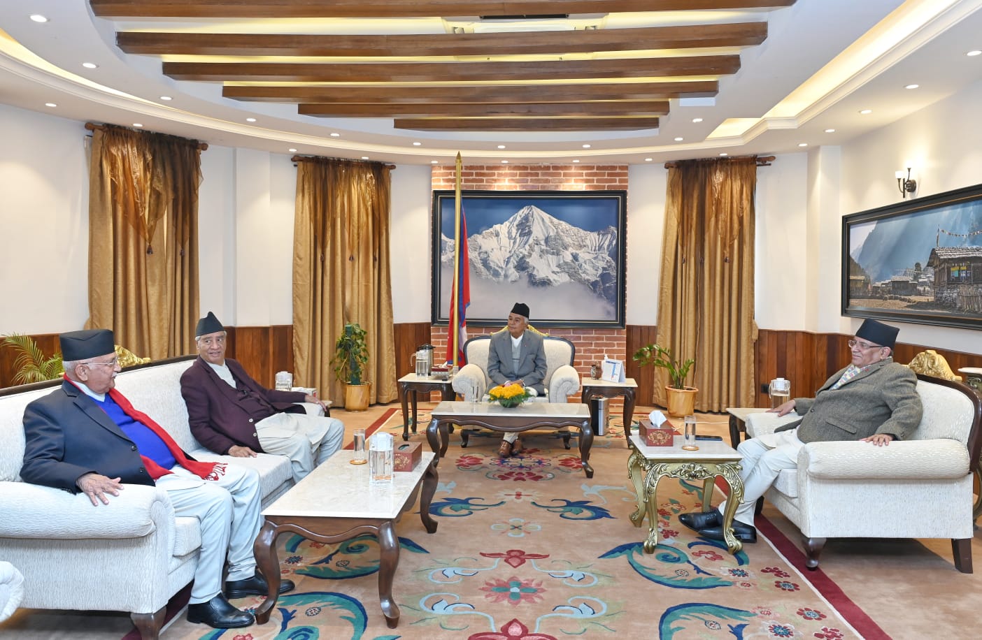 Prachanda, Oli and Deuba in Shitalniwas