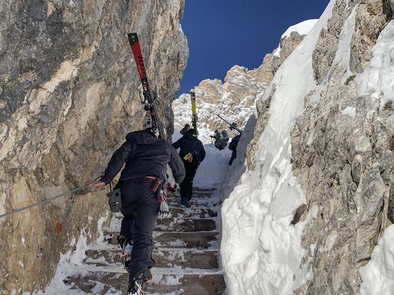 Stairway to heaven: Skiers scale 223 steps to downhill start