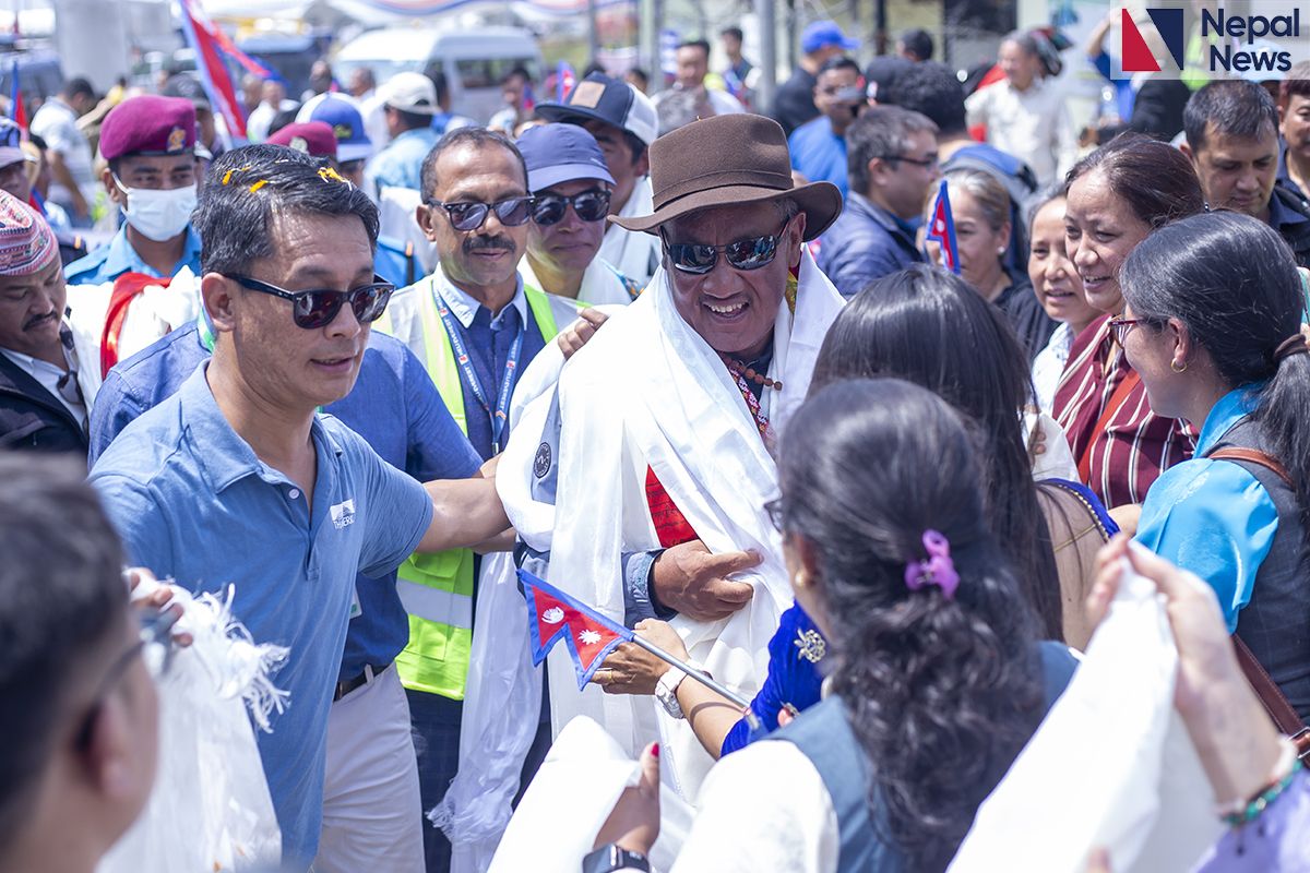 Senior tourism entrepreneur Sherpa received a warm welcome in Kathmandu