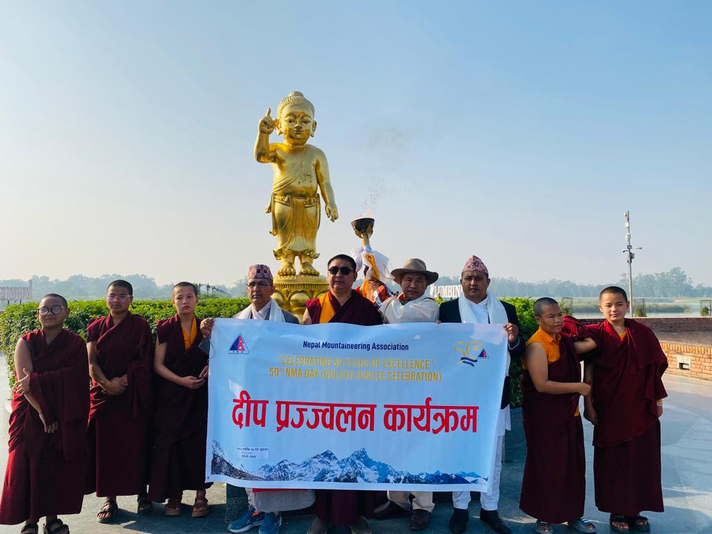 A peace torch rally  in Lumbini