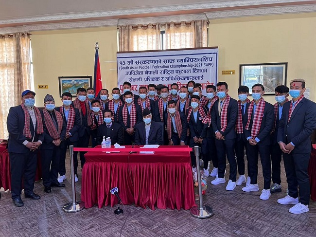 National Football players honored by Prime Minister Deuba