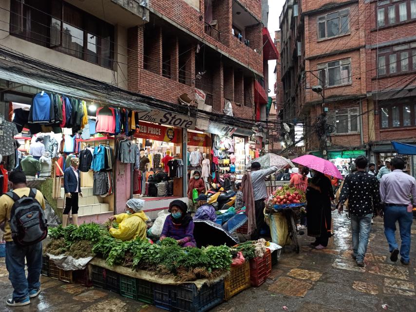 Glimpses of people during rainfall