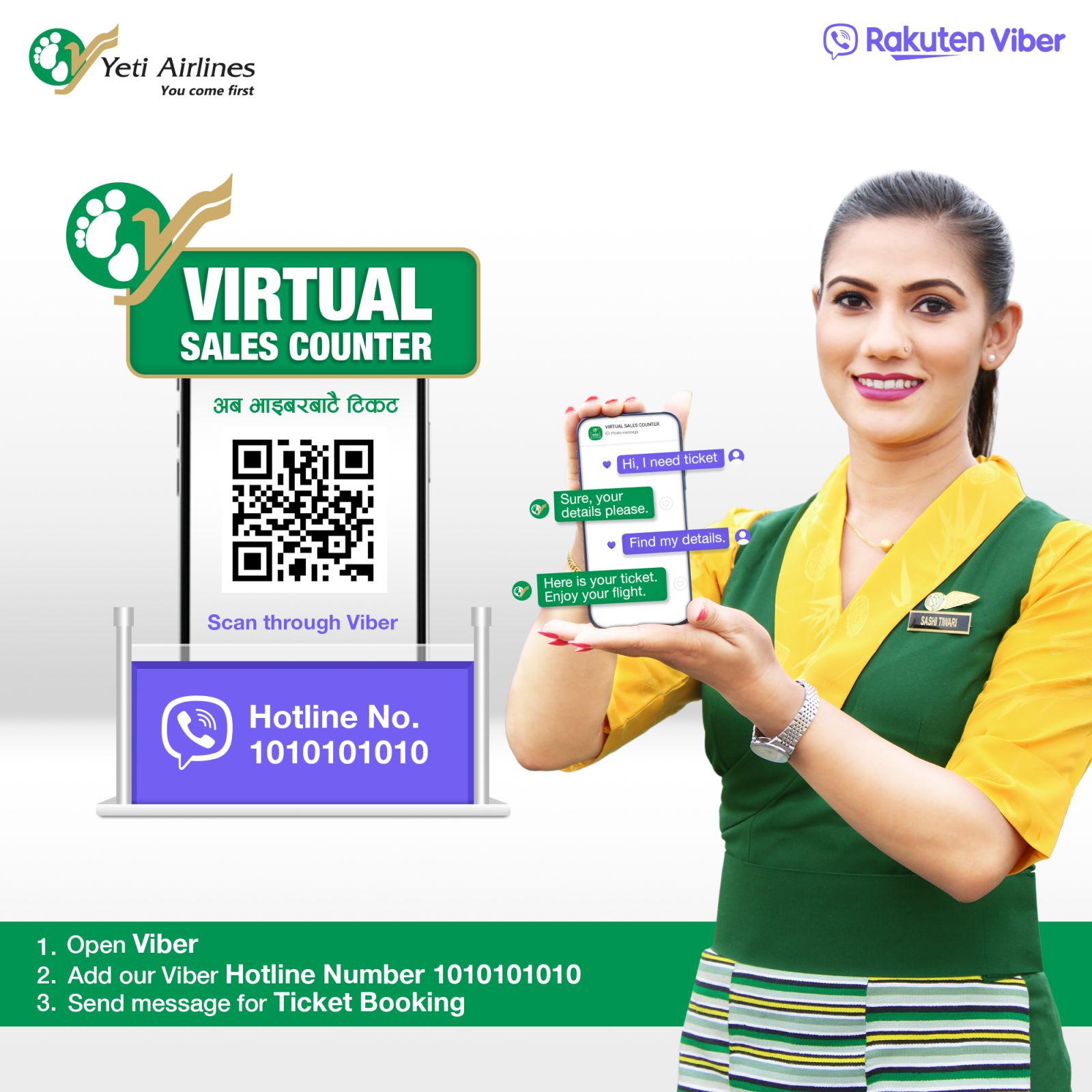 Yeti Airlines’ “Virtual Sales Counter”