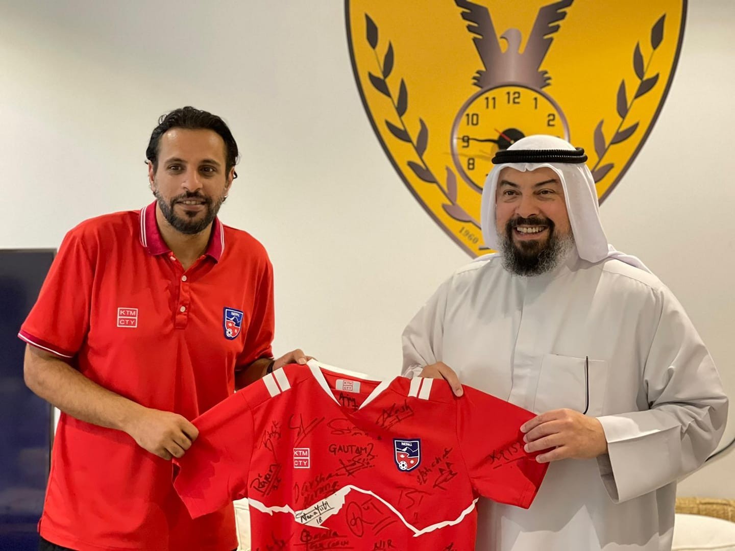 Signature of Kuwaiti official on Nepalese jersey