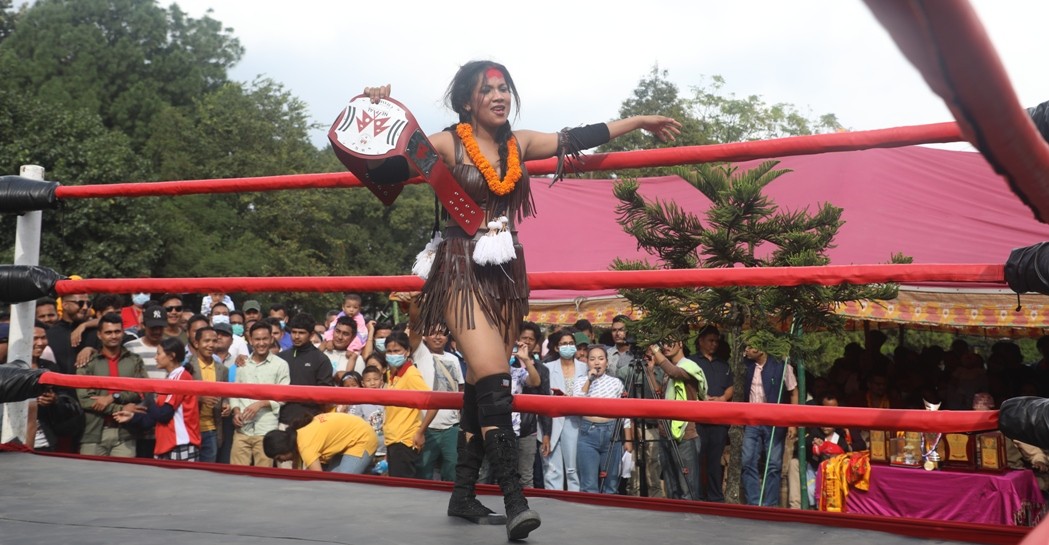 Indian male wrestler defeated by Nepali female wrestler