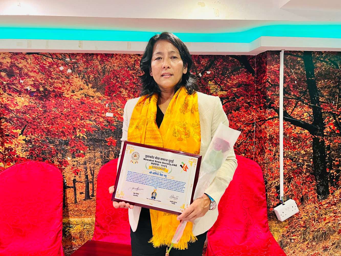 Taekwondo record holder honored by Nuwakot Seva Samaj