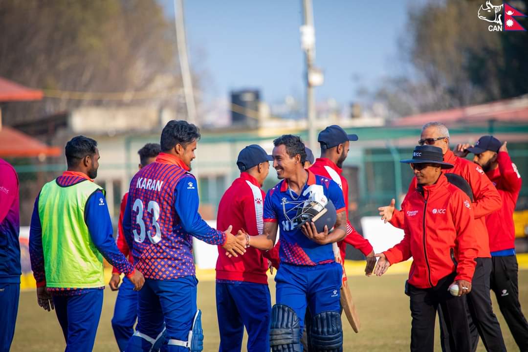 Glimpses of cricket match between Nepal and UAE