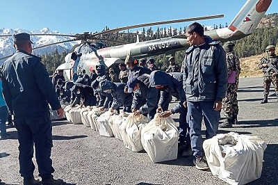 Ballot boxes of five districts collected by helicopter