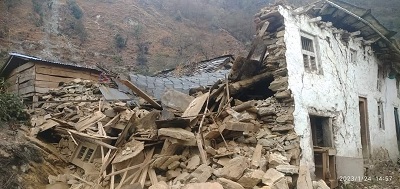 Houses damaged by the earthquake