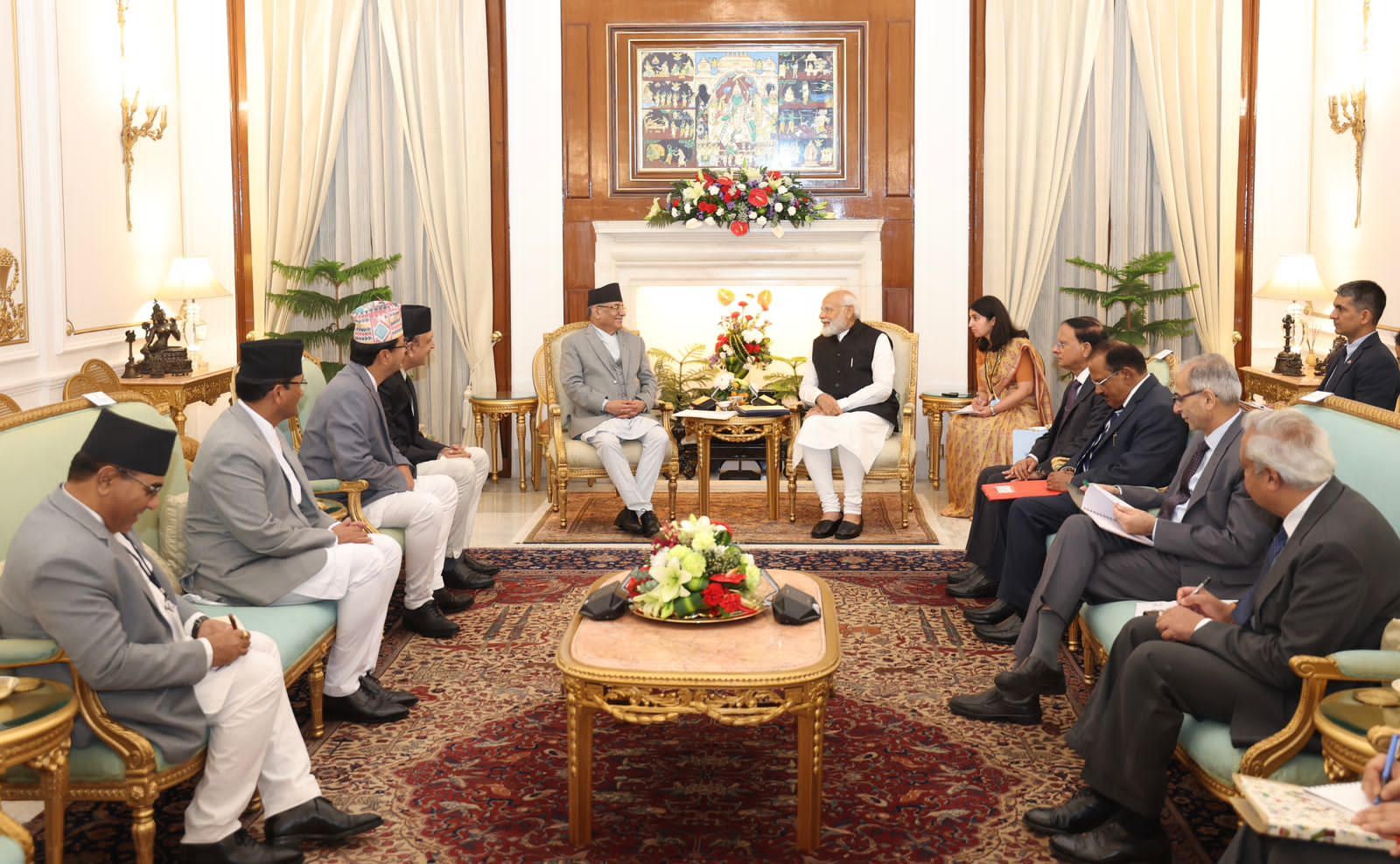 Meeting between PM Dahal and India’s PM Narendra Modi begins