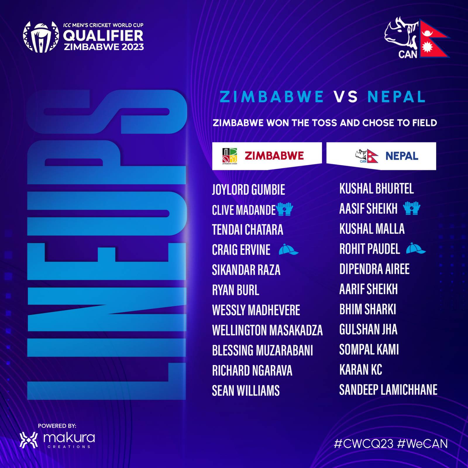 Cricketers representing Nepal and Zimbabwe today