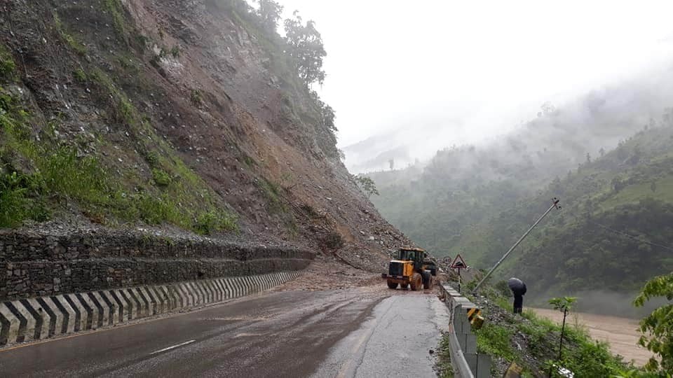 Narayangadh-Muglin road section blocked due to landslide