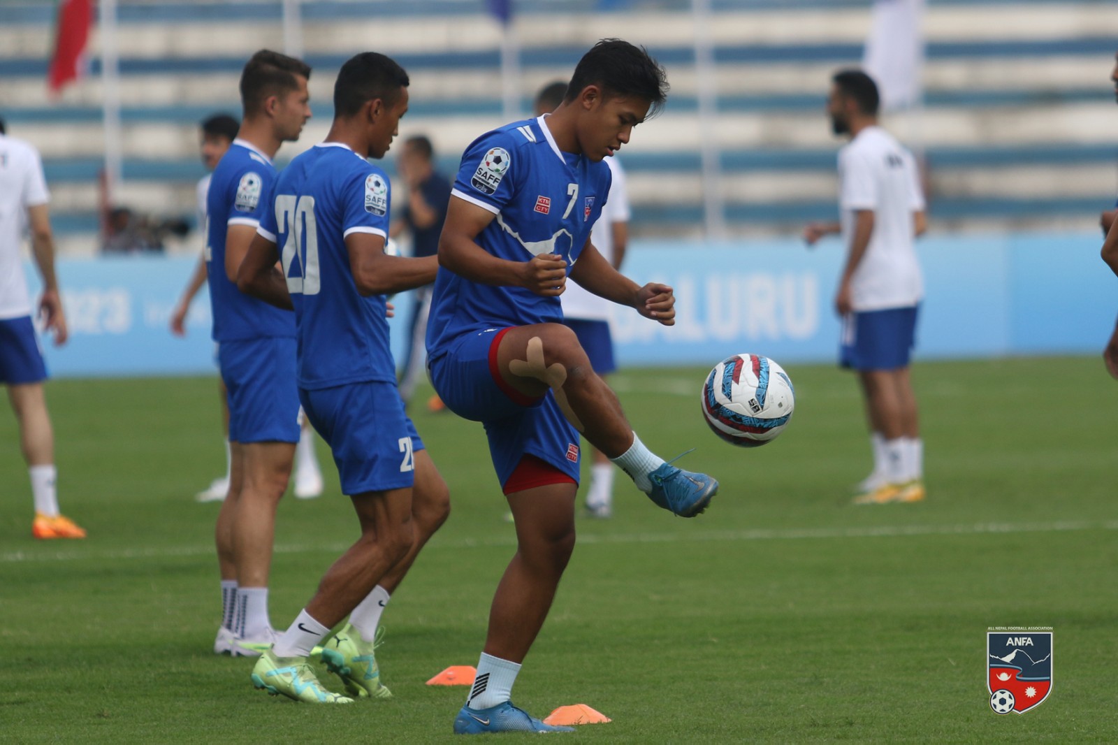 Nepalese Football Team warm up for SAFF 2023