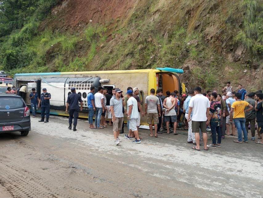 Bus accident in Dhading: 1 child killed, 28 more injured