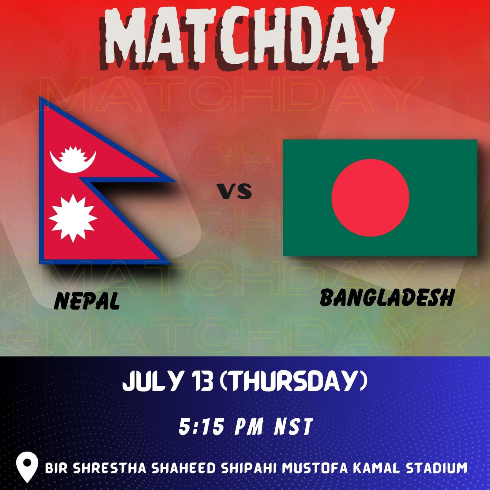 Football today between Nepal and Bangladesh