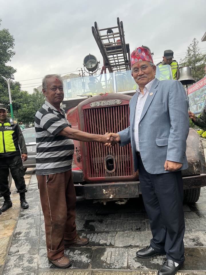 Repair of 100-year-old fire engine in Lalitpur