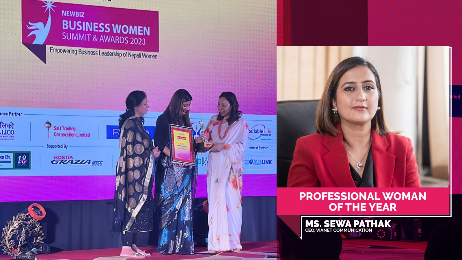 Vianet CEO Ms. Bohra Awarded as a Professional Woman of the Year 2023