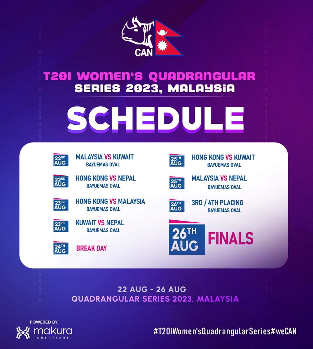 T20I Women’s Quadrangular Series 2023 begin from August 22