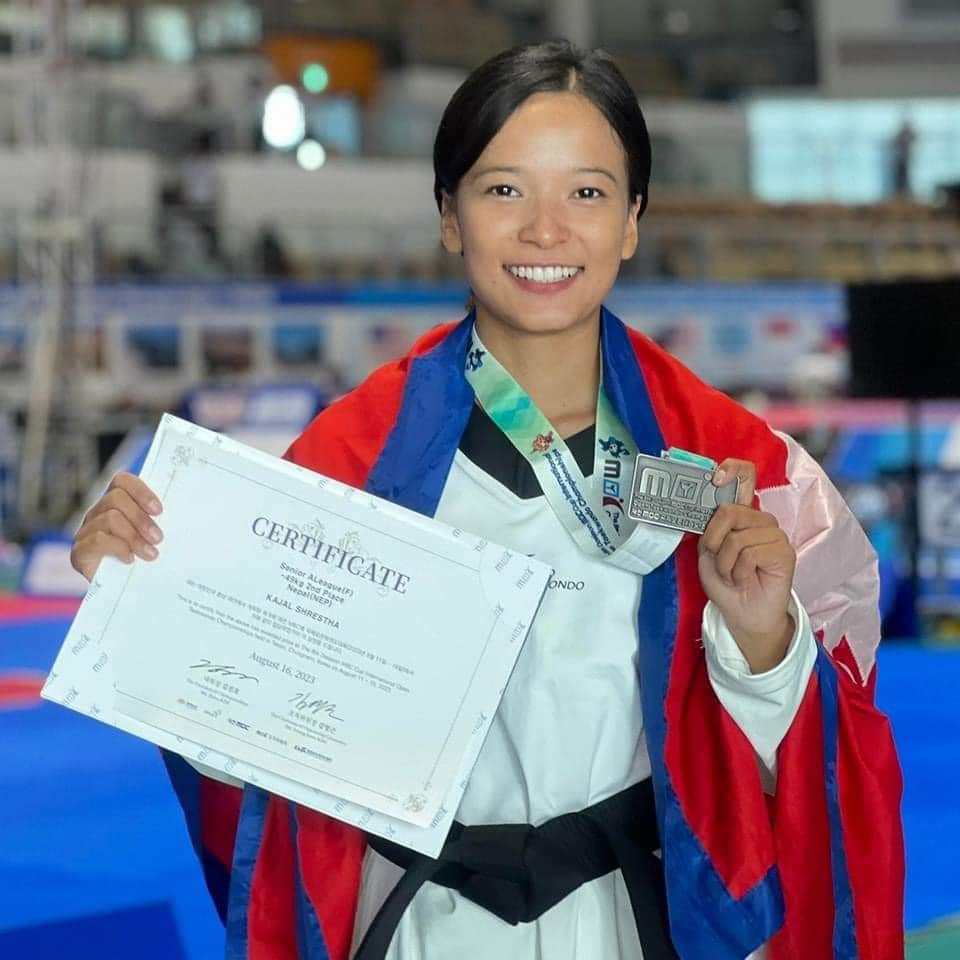 Shrestha secure silver medal “8th Daejeon MBC Cup International Open Taekwondo Championship”