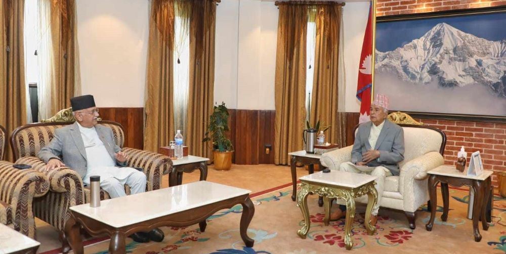 Meeting between President Paudel and UML Chairman Oli