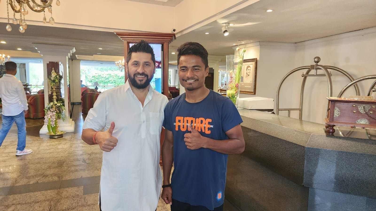 Rabi Lamichhane met Nepalese cricketer in Sri Lanka