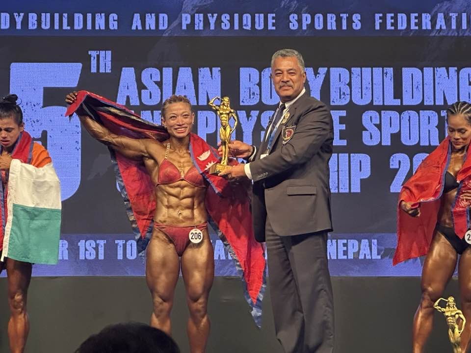 Rajani Shrestha won the gold medal in Asian Body Building